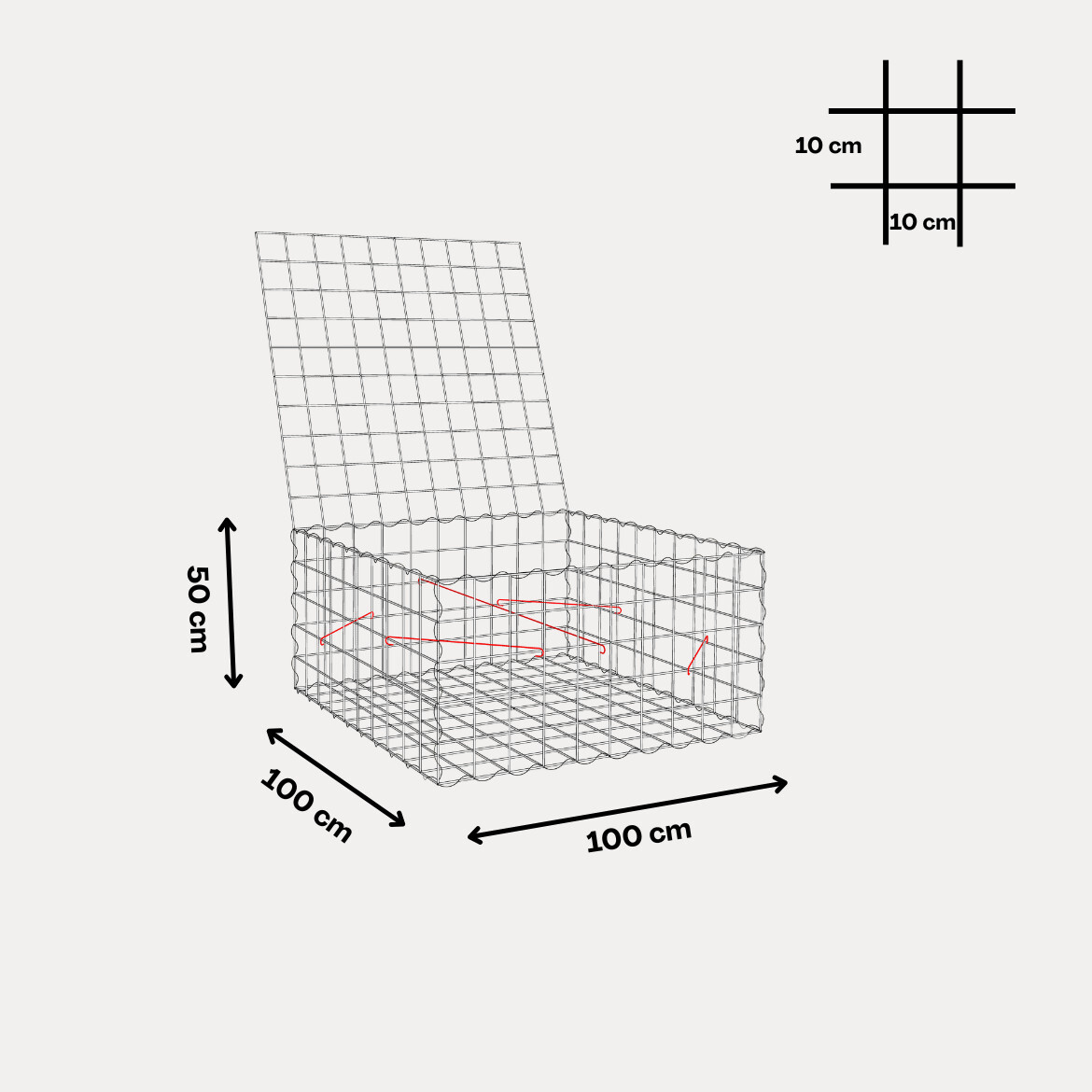 100x100x50 10x10-S Gabionový kôš 100 x 100 x 50 cm – Obrázok 1